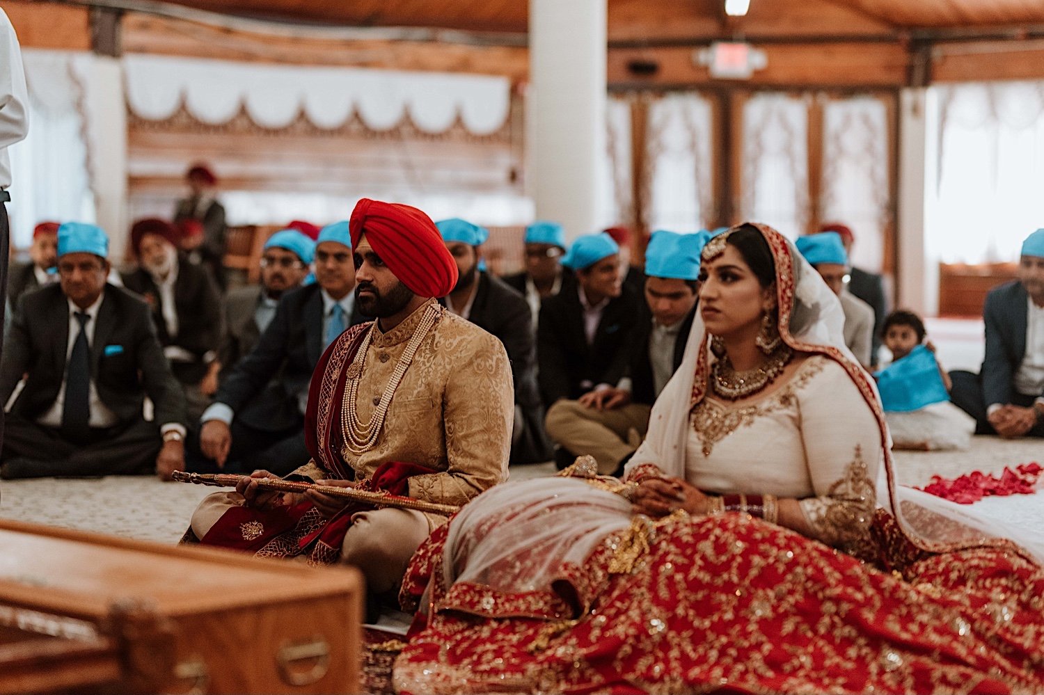 Bride and groom at their Indian Wedding Ceremony