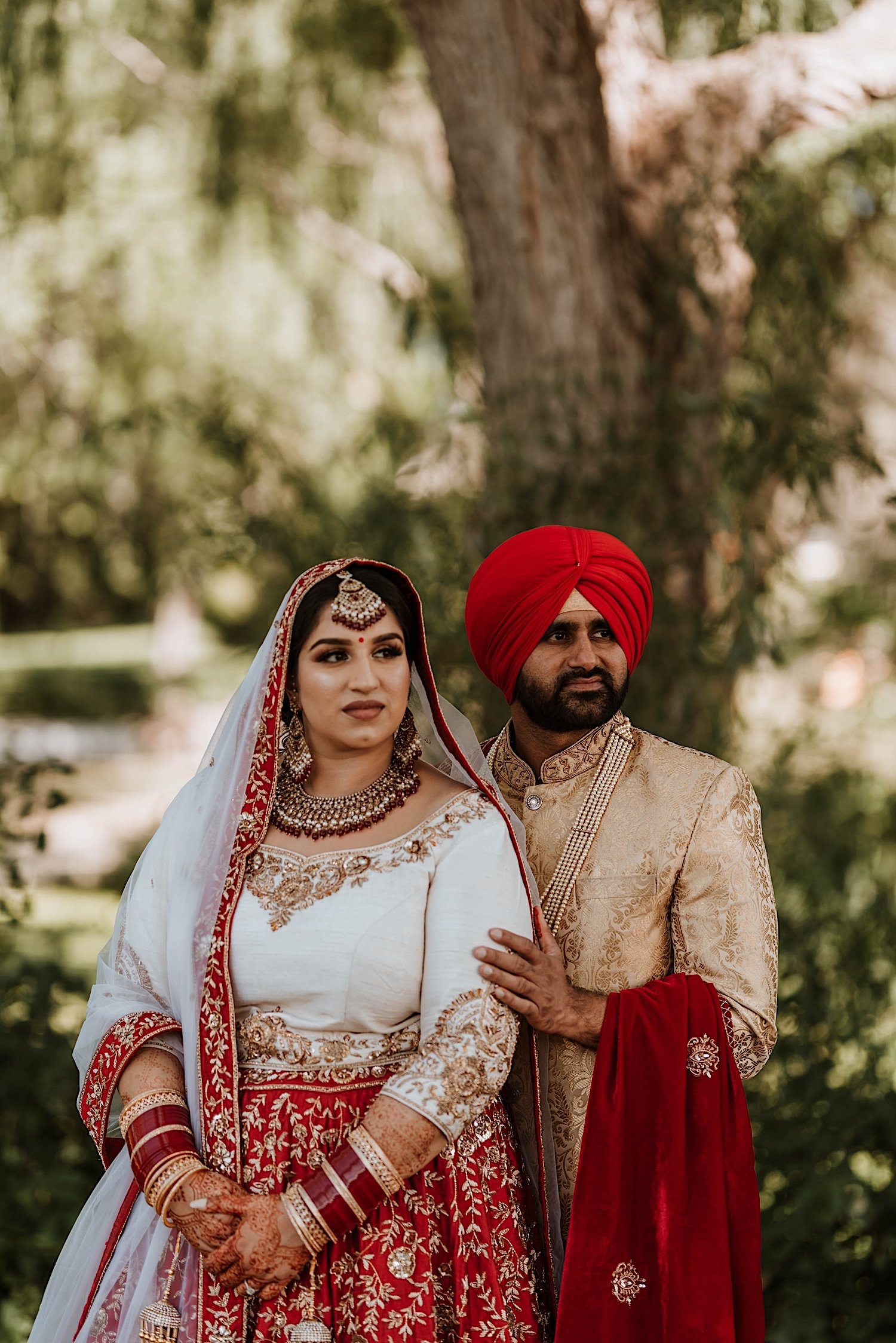 Portrait of bride and groom after Indian Wedding ceremony