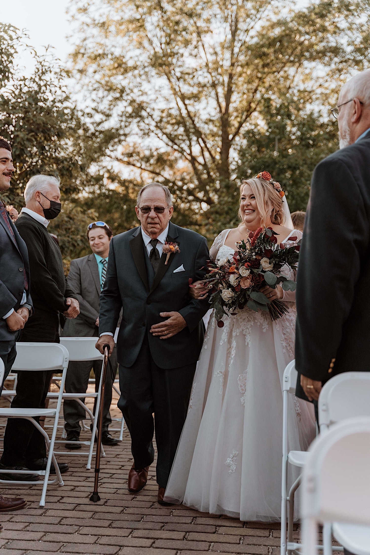 Father walks Bride down the aisle of Lake Ellyn Boathouse wedding ceremony
