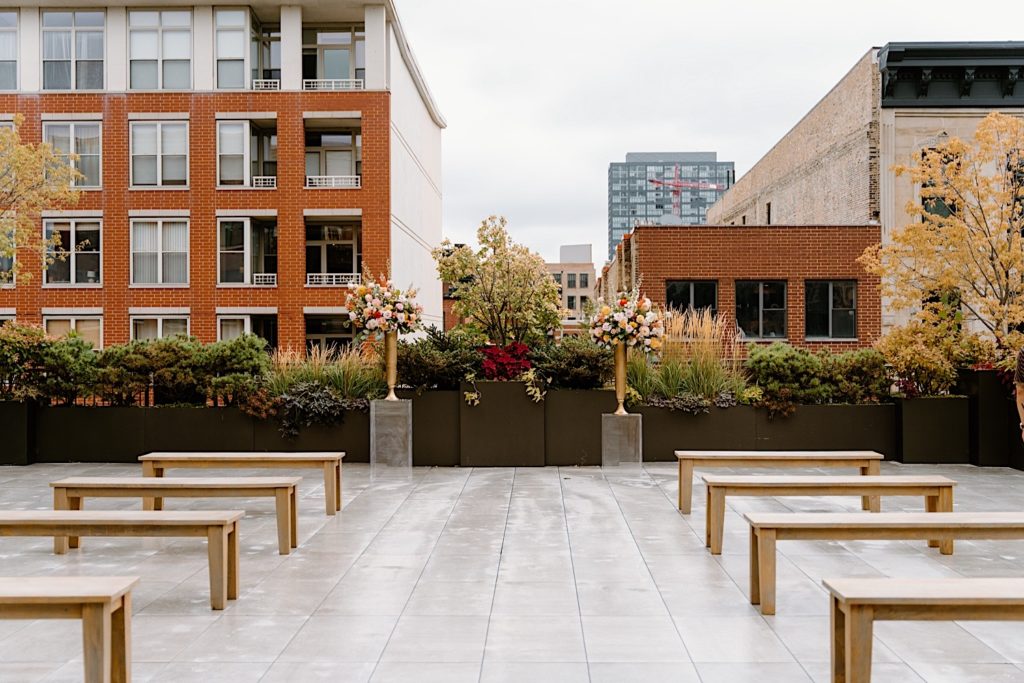 The rooftop ceremony space at Loft Lucia in Chicago