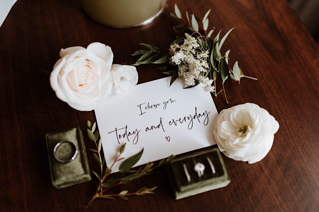 A love note from a bride to her groom the morning of their wedding.
